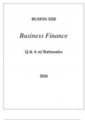 BUSFIN 3220 BUSINESS FINANCE EXAM Q & A 202