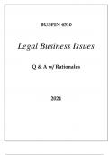 BUSFIN 4510 LEGAL BUSINESS ISSUES EXAM Q & A 2024