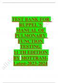 Test bank for ruppel's manual of pulmonary function testing 11th edition by mottram 2023-2024 Latest Update