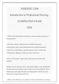 NURSING 2100 INTRO TO PROFESSNURSING 2100 INTRO TO PROFESSIONAL NURSING EXAM Q & A 2024ONAL NURSING EXAM Q & A 2024