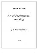 NURSING 2200 ART OF PROFESSIONAL NURSING EXAM Q & A 2024