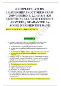 COMPLETE) ATI RN LEADERSHIP PROCTORED EXAM 2019 VERSION 1, 2,3,4,5 & 6 (420 QUESTIONS ALL WITH CORRECT ANSWERS)| GUARANTEE A+ SCORE |VERIFIED|TEST BANK FINAL EXAM 2023 LATEST UPDATE VERSION 1 1. A nurse is assigned the following four clients for the curre
