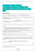 INTRODUCTORY LINEAR ALGEBRA MATRIX INVERSES AND DETERMINANTS EXAM STUDY GUIDE 2024