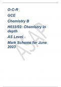 O-C-R GCE Chemistry B H033/02: Chemistry in depth AS Level Mark Scheme for June 2023