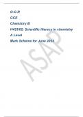 O-C-R GCE Chemistry B H433/02: Scientific literacy in chemistry A Level Mark Scheme for June 2023