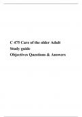 C 475 Care of the older Adult TEST BANK, study guide Objectives Q & A, C475 Care of Older Adult Objective Assessment, Western Governors University NURS C475