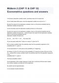 Midterm 2 (CHP 11 & CHP 12) Econometrics questions and answers