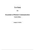 Test Bank For Essentials of Human Communication 10th Edition By Joseph DeVito (All Chapters, 100% Original Verified, A+ Grade)
