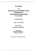 Test Bank For Elementary and Middle School Mathematics Teaching Developmentally 10th Edition (Global Edition) By John  Van de Walle, Karen  Karp (All Chapters, 100% Original Verified, A+ Grade)