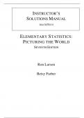 Solutions Manual With Test Bank For Elementary Statistics Picturing the World 7th Edition By Ron Larson, Elizabeth Farber (All Chapters, 100% Original Verified, A  Grade)