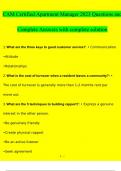 CAM Certified Apartment Manager Questions and Answers 100% Correct