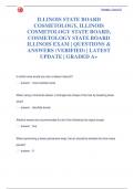 ILLINOIS STATE BOARD  COSMETOLOGY, ILLINOIS  COSMETOLOGY STATE BOARD,  COSMETOLOGY STATE BOARD  ILLINOIS EXAM | QUESTIONS &  ANSWERS (VERIFIED) | LATEST  UPDATE | GRADED A+