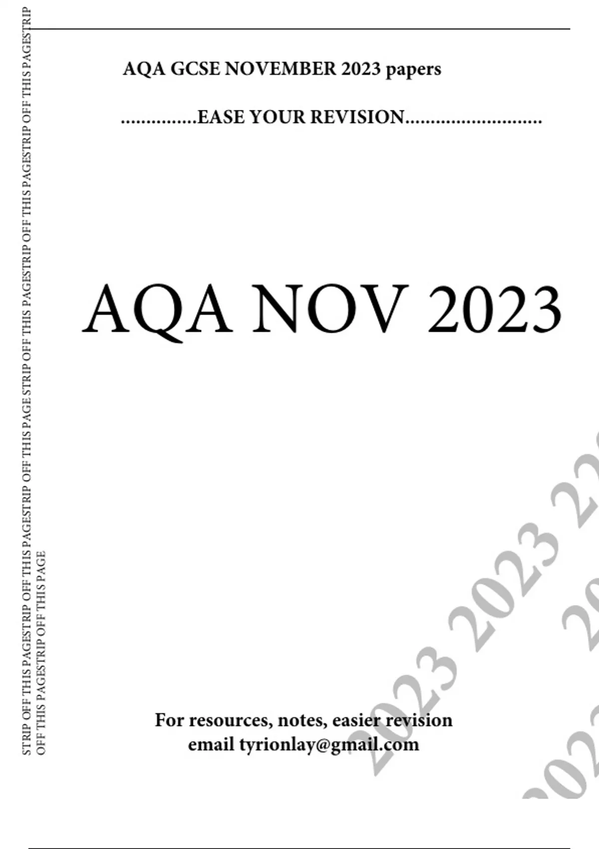 AQA NOVEMBER 2023 GCSE RESITS MATHS FOUNDATION TIER PAPER 1 - 2023 ...