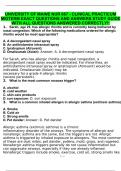 UNIVERSITY OF MAINE NUR 667 - CLINICAL PRACTICUM MIDTERM EXACT QUESTIONS AND ANSWERS STUDY GUIDE WITH ALL QUESTIONS ANSWERED CORRECTLY!!