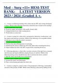 Med – Surg =11= HESI-TEST BANK: LATEST VERSION 2023 / 2024 ;Graded A +. A. - A nurse is reinforcing teaching with a client who has HIV and is being discharged to home. Which of the following instructions should the nurse include in the teaching? A. Take t