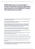 CWEA Maintenance Technologist 1 Practice Questions (Practice Questions and Answers to the CWEA MT Practice Test) Answered Correctly!!