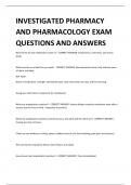 INVESTIGATED PHARMACY  AND PHARMACOLOGY EXAM  QUESTIONS AND ANSWERS 