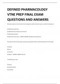 DEFINED PHARMACOLOGY  VTNE PREP FINAL EXAM  QUESTIONS AND ANSWERS