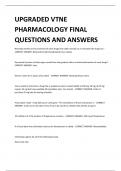 UPGRADED VTNE  PHARMACOLOGY FINAL  QUESTIONS AND ANSWERS 