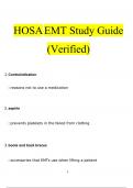 HOSA EMT Study Guide Questions and Answers (2024 / 2025) (Verified Answers)