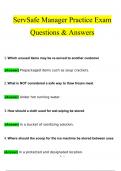 ServSafe Manager Practice Exam  Questions and Answers (2024 / 2025) (Verified Answers)