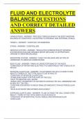 FLUID AND ELECTROLYTE BALANCE QUESTIONS AND CORRECT DETAILED ANSWERS