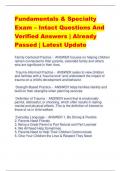 Fundamentals & Specialty Exam – Intact Questions And Verified Answers | Already Passed | Latest Update