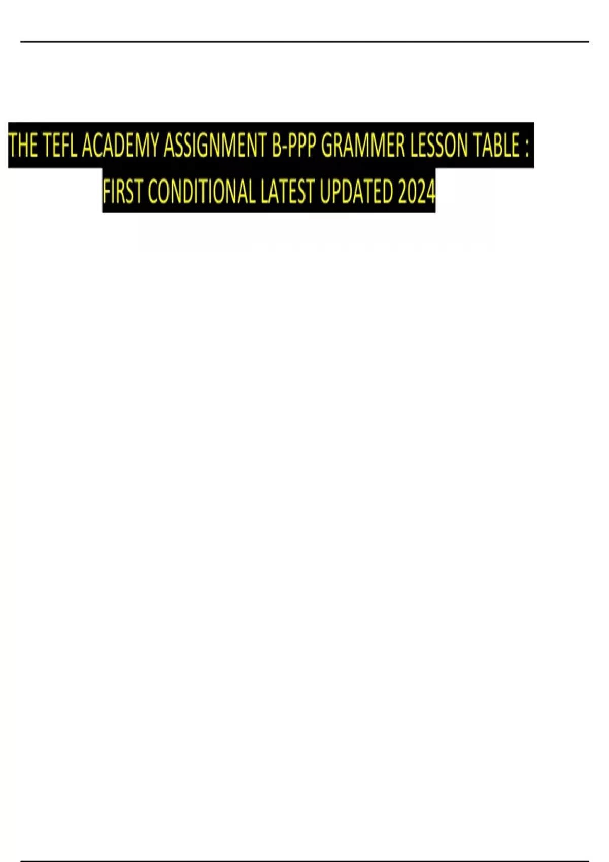 THE TEFL ACADEMY ASSIGNMENT B-PPP GRAMMER LESSON TABLE : FIRST ...