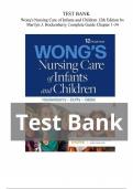 TEST BANK Wong's Nursing Care of Infants and Children (12TH) by Marilyn J. Hockenberry Complete Guide Chapter 1-34| LATEST VERSION