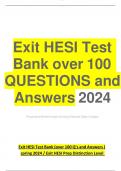 Exit HESI Test Bank (over 100 Q's and Answers ) spring 2024 / Exit HESI Prep Distinction Level 