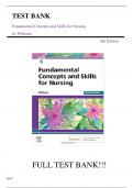 Test Bank Fundamental Concepts and Skills for Nursing 6th Edition by Williams||ISBN NO:10,0323694764||ISBN NO:13,978-0323694766||All Chapters||Complete Guide A+