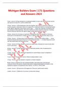 Michigan Builders Exam | 171 Questions and Answers 2023 5 days -Answer: Q-Time allotted for a residential builder to return sales person's license and for sales person to return I.D. card by certified mail 10 days -Answer: Q-The department, after inves