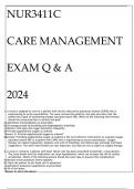 NUR3411C CARE MANAGEMENT EXAM Q & A 2024