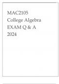 MAC2105 COLLEGE ALGEBRA EXAM Q & A 2024