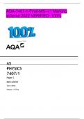 AQA-7407-1-Final-MS--v1 Marking scheme 2022 VERIFIED 100% AS PHYSICS 7407/1 Paper 1 Mark scheme June 2021 Version: 1.0 Final