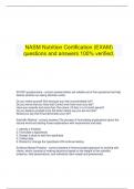   NASM Nutrition Certification (EXAM) questions and answers 100% verified.