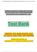 COMPLETE;PHARMACOTHERAPEUTICS FOR ADVANCED PRACTICE NURSE PRESCRIBERS  5TH EDITION WOO ROBINSON 2024  Test Bank  VERIFIED TEST BANK REVISED 2024 ACCURATE QUESTIONS AND ANSWERS  COMPLETE CHAPTER 1-55 ANSWER KEY AT THE END OF EVERY CHAPTER