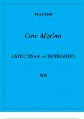MAT1050 CORE ALGEBRA EXAM Q & A WITH RATIONALES 2024