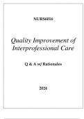 NURS6016 QUALITY IMPROVEMENT OF INTERPROFESSIONAL CARE EXAM Q & A