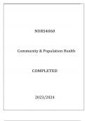 NURS4060 COMMUNITY & POPULATION HEALTH EXAM Q & A WITH RATIONALES 2024.