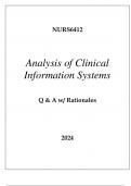 NURS6412 ANALYSIS OF CLINICAL INFORMATION SYSTEMS EXAM Q & A WITH RATIONALES 2024.