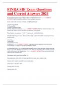 FINRA SIE Exam Questions and Correct Answers 2024