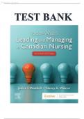 Test Bank For Yoder-Wise’s Leading And Managing In Canadian Nursing, 2nd Edition, Patricia S. Yoder's-Wise, Janice Waddell, Nancy Walton
