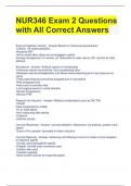 NUR346 Exam 2 Questions with All Correct Answers