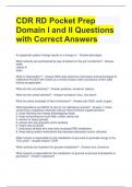 CDR RD Pocket Prep Domain I and II Questions with Correct Answers