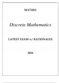 MAT2051 DISCRETE MATHEMATICS EXAM Q & A WITH RATIONALES 2024.