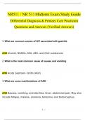 NR511 / NR 511 Midterm Exam Study Guide Q & A (Latest 2024 / 2025): Differential Diagnosis & Primary Care Practicum (Verified Answers)