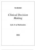 NUR2243 CLINICAL DECISION MAKING Q & A 2024