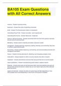 Bundle For BA105 Exam Questions with All Correct Answers