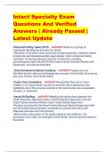 Intact Specialty Exam Questions And Verified Answers | Already Passed | Latest Update